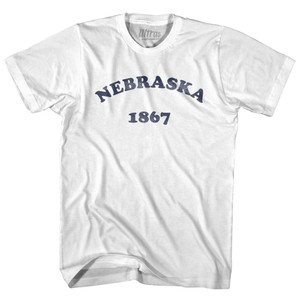 Nebraska State 1867 Adult Cotton Vintage T-shirt - White Nebraska State 1867 Adult Cotton Vintage T-shirt - White