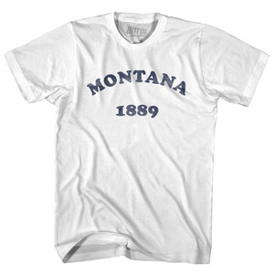 Montana State 1889 Adult Cotton Vintage T-shirt - White Montana State 1889 Adult Cotton Vintage T-shirt - White