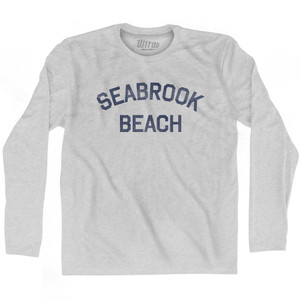 New Hampshire Seabrook Beach Adult Cotton Long Sleeve Vintage T-shirt - Grey Heather New Hampshire Seabrook Beach Adult Cotton Long Sleeve Vintage T-shirt - Grey Heather