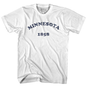Minnesota State 1858 Adult Cotton Vintage T-shirt-White Minnesota State 1858 Adult Cotton Vintage T-shirt-White