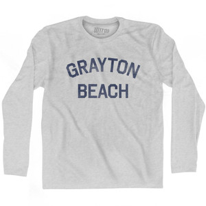 Florida Grayton Beach Adult Cotton Long Sleeve Vintage T-shirt-Grey Heather