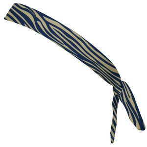 Zebra Vegas Gold & Navy Elastic Tie Running Fitness Skinny Headbands Made In USA - Gold Navy