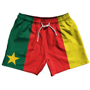 Cameroon Country Flag 5" Swim Shorts Made in USA - Red Green Yellow