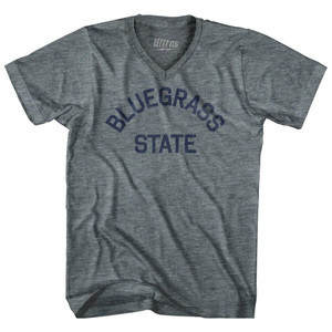 Kentucky Bluegrass State Nickname Adult Tri-Blend V-neck Womens Junior Cut T-shirt - Athletic Grey
