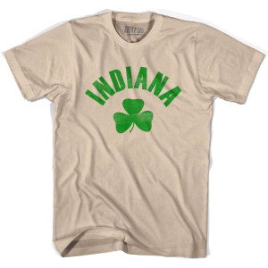 Indiana State Shamrock Cotton T-shirt-Creme