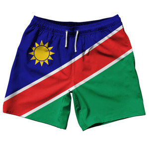 Namibia Country Flag 7.5" Swim Shorts Made in USA-Blue Red Green Namibia Country Flag 7.5" Swim Shorts Made in USA-Blue Red Green