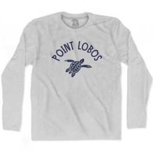 Point Lobos Beach Sea Turtle Adult Cotton Long Sleeve T-shirt - Grey Heather