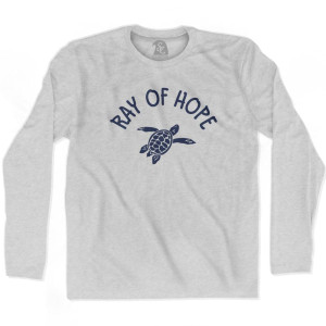 Ray of Hope Beach Sea Turtle Adult Cotton Long Sleeve T-shirt-Grey Heather