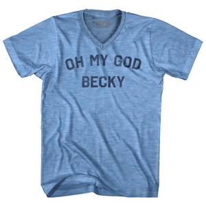 Oh My God Becky Adult Tri-Blend V-neck T-shirt - Athletic Blue