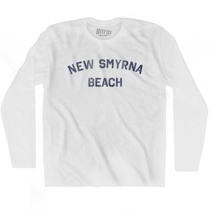 New Smyrna Beach Adult Cotton Long Sleeve T-shirt - White
