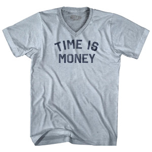 Time Is Money Adult Tri-Blend V-neck T-shirt - Athletic White Time Is Money Adult Tri-Blend V-neck T-shirt - Athletic White