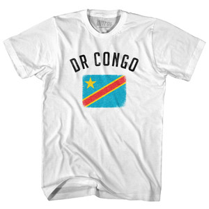 DR Congo Country Flag Heritage Adult Cotton T-shirt - White DR Congo Country Flag Heritage Adult Cotton T-shirt - White