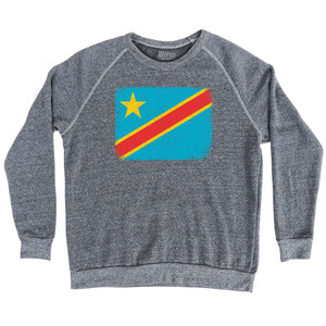 DR Congo Country Flag Adult Tri-Blend Sweatshirt - Athletic Grey