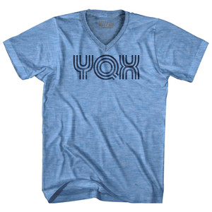 Gander Airport YQX Adult Tri-Blend V-neck T-shirt - Athletic Blue