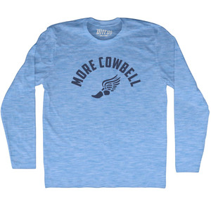 More Cowbell Running Track Foot Wings Adult Tri-Blend Long Sleeve T-shirt - Athletic Blue