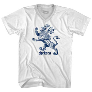 Chelsea Lion Adult Tri-Blend V-neck T-shirt - White