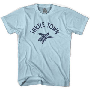 Turtle Town Beach Sea Turtle Adult Cotton T-shirt - Light Blue Turtle Town Beach Sea Turtle Adult Cotton T-shirt - Light Blue