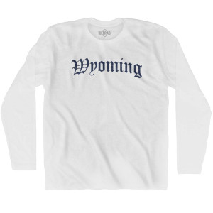 Wyoming Old Town Font Long Sleeve T-shirt - White
