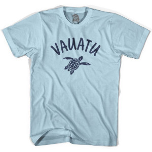Vauatu Beach Sea Turtle Adult Cotton T-shirt - Light Blue