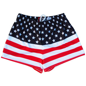 ADULT-2X-LARGE AMERICAN FLAG 50 - 50 FLAG WOMENS & GIRLS SPORT SHORTS BY MILE END Final Sale zt41