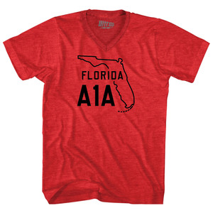 Florida A1A Adult Tri-Blend V-neck T-shirt - Athletic Red Florida A1A Adult Tri-Blend V-neck T-shirt - Athletic Red