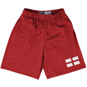 England Country Heritage Flag Lacrosse Shorts Made In USA - Red England Country Heritage Flag Lacrosse Shorts Made In USA - Red