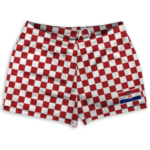 Croatia Country Heritage Flag Shorty Short Gym Shorts 2.5" Inseam Made In USA - Red White