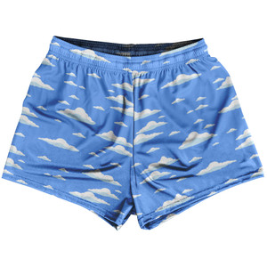 Clouds Womens & Girls Sport Shorts End Made In USA - Blue White