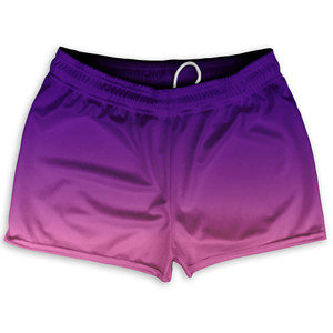 Indigo And Pink Ombre Shorty Short Gym Shorts 2.5" Inseam Made In USA - Hot Pink Indigo And Pink Ombre Shorty Short Gym Shorts 2.5" Inseam Made In USA - Hot Pink