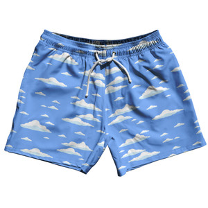 Clouds 5" Swim Shorts Made in USA - Blue White Clouds 5" Swim Shorts Made in USA - Blue White