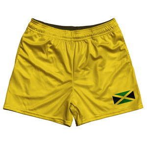 Jamaica Country Heritage Flag Rugby Gym Short 5 Inch Inseam With Pockets Made In USA - Yellow Jamaica Country Heritage Flag Rugby Gym Short 5 Inch Inseam With Pockets Made In USA - Yellow