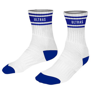 Ultras Grit Royal & White Half Crew socks - Royal & White