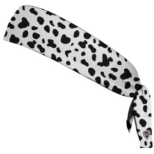 Dalmatian Dog Spots Pattern Tie Headband Made In USA - White Black