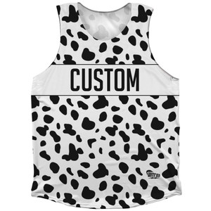 Dalmatian Dog Spots Pattern Finish Line Athletic Tank Top - White Black