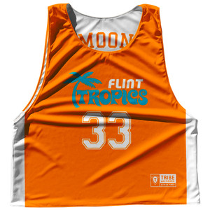 Flint Tropics Orange White Moon 33 Orange Side Reversible Lacrosse Pinnie Made In USA - Orange Flint Tropics Orange White Moon 33 Orange Side Reversible Lacrosse Pinnie Made In USA - Orange