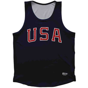 USA 68 Athletic Track Tank Top Made In USA - Navy