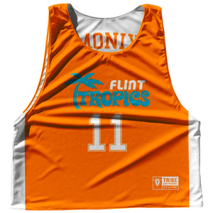 Flint Tropics Orange White Monix 11 Orange Side Reversible Lacrosse Pinnie Made In USA - Orange Flint Tropics Orange White Monix 11 Orange Side Reversible Lacrosse Pinnie Made In USA - Orange