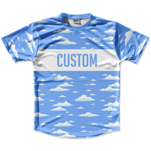 Clouds Finish Line Running Shirt Track Cross Made In USA - Blue White Clouds Finish Line Running Shirt Track Cross Made In USA - Blue White
