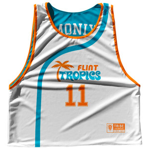 Flint Tropics Monix 11 White Side Reversible Lacrosse Pinnie Made In USA - White Flint Tropics Monix 11 White Side Reversible Lacrosse Pinnie Made In USA - White