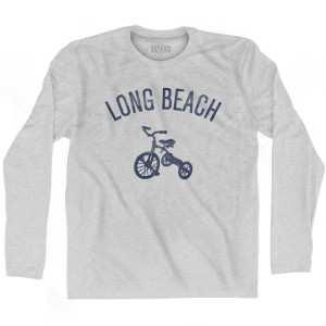 Long Beach City Tricycle Adult Cotton Long Sleeve T-shirt - Grey Heather