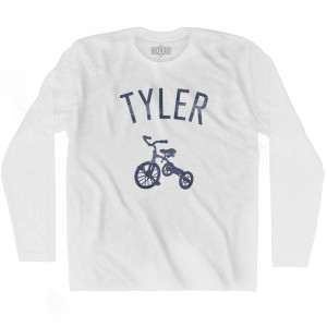 Tyler City Tricycle Adult Cotton Long Sleeve T-shirt - White Tyler City Tricycle Adult Cotton Long Sleeve T-shirt - White