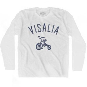 Visalia City Tricycle Adult Cotton Long Sleeve T-shirt - White Visalia City Tricycle Adult Cotton Long Sleeve T-shirt - White