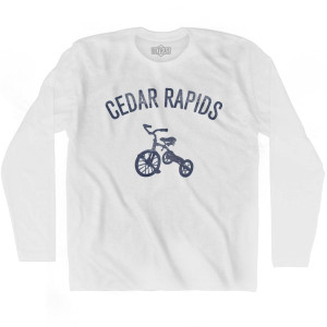 Cedar Rapids Tricycle Adult Cotton Long Sleeve T-shirt - White Cedar Rapids Tricycle Adult Cotton Long Sleeve T-shirt - White