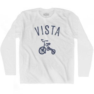 Vista City Tricycle Adult Cotton Long Sleeve T-shirt - White Vista City Tricycle Adult Cotton Long Sleeve T-shirt - White