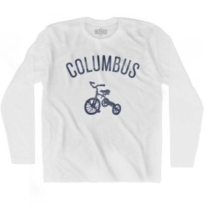 Columbus City Tricycle Adult Cotton Long Sleeve T-shirt - White Columbus City Tricycle Adult Cotton Long Sleeve T-shirt - White