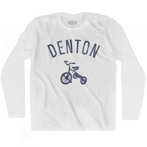 Denton City Tricycle Adult Cotton Long Sleeve T-shirt - White