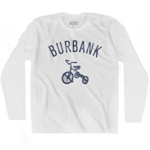 Burbank Tricycle Adult Cotton Long Sleeve T-shirt - White Burbank Tricycle Adult Cotton Long Sleeve T-shirt - White