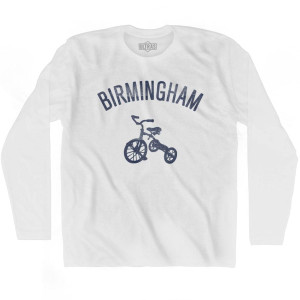 Birmingham Tricycle Adult Cotton Long Sleeve T-shirt - White Birmingham Tricycle Adult Cotton Long Sleeve T-shirt - White