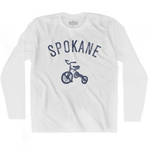 Spokane City Tricycle Adult Cotton Long Sleeve T-shirt - White