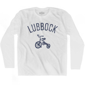 Lubbock City Tricycle Adult Cotton Long Sleeve T-shirt - White Lubbock City Tricycle Adult Cotton Long Sleeve T-shirt - White